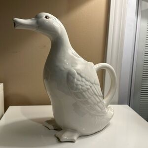 Schmid Design White Mallard Duck Pitcher Ceramic Large 1979